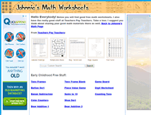 Tablet Screenshot of jmathworksheets.com